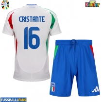 Italien Bryan Cristante #16 Auswärts Trikotsatz Kinder EM 2024 Kurzarm (+ Kurze Hosen)